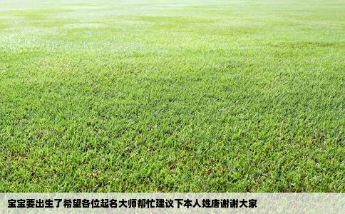 宝宝要出生了希望各位起名大师帮忙建议下本人姓唐谢谢大家