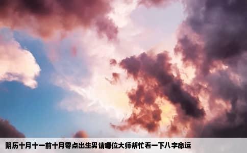 阴历十月十一前十月零点出生男请哪位大师帮忙看一下八字命运