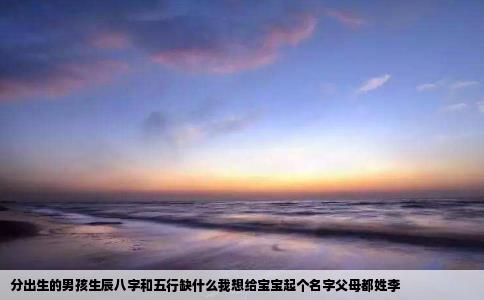 分出生的男孩生辰八字和五行缺什么我想给宝宝起个名字父母都姓李