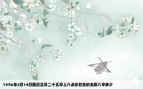 1996年3月14日阴历正月二十五早上八点左右生的生辰八字多少