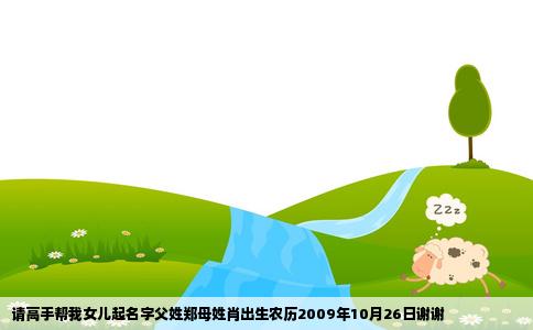 请高手帮我女儿起名字父姓郑母姓肖出生农历2009年10月26日谢谢