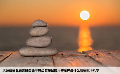 大师帮我算算男命癸酉甲寅乙亥辛巳的用神忌神是什么顺便批下八字