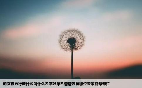 的女孩五行缺什么叫什么名字好单名爸爸姓黄哪位专家能帮帮忙