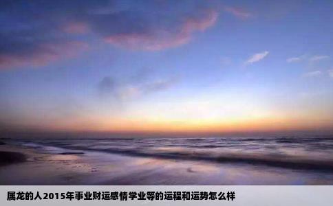 属龙的人2015年事业财运感情学业等的运程和运势怎么样