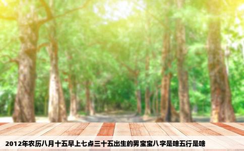 2012年农历八月十五早上七点三十五出生的男宝宝八字是啥五行是啥
