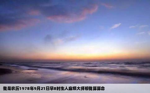 我是农历1978年9月21日早8时生人麻烦大师帮我算算命