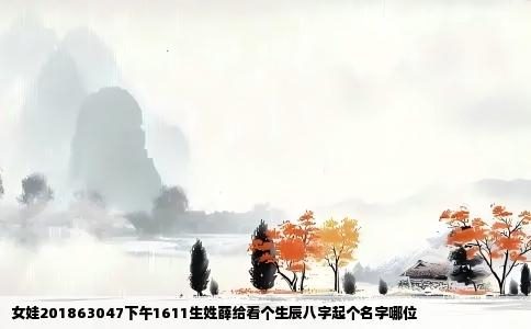 女娃201863047下午1611生姓薛给看个生辰八字起个名字哪位