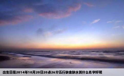 出生日是2014年10月20日20点26分五行缺金缺水其什么名字好呢