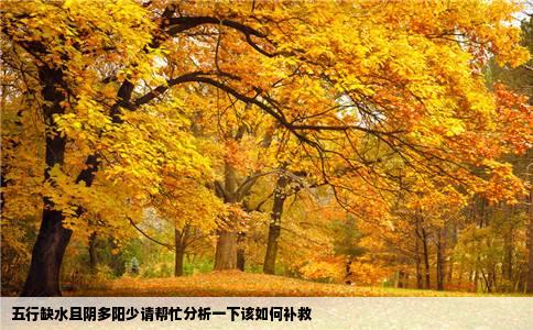 五行缺水且阴多阳少请帮忙分析一下该如何补救