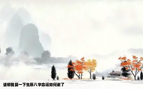 请帮我算一下生辰八字命运如何谢了