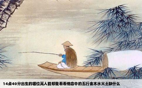 14点40分出生的哪位高人能帮我看看他命中的五行金木水火土缺什么