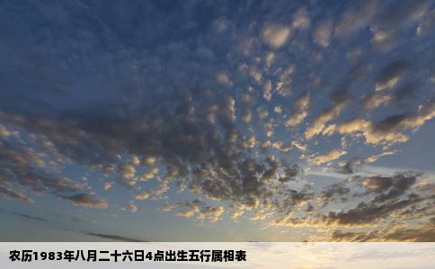 农历1983年八月二十六日4点出生五行属相表