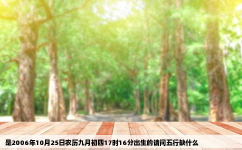 是2006年10月25日农历九月初四17时16分出生的请问五行缺什么