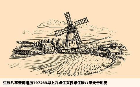 生辰八字查询阳历197233早上九点生女性求生辰八字天干地支