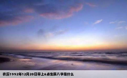 农历1992年12月20日早上6点生辰八字是什么