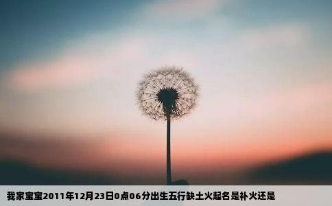 我家宝宝2011年12月23日0点06分出生五行缺土火起名是补火还是