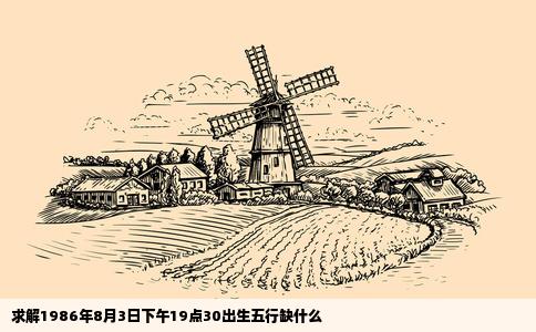 求解1986年8月3日下午19点30出生五行缺什么