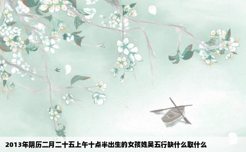 2013年阴历二月二十五上午十点半出生的女孩姓吴五行缺什么取什么