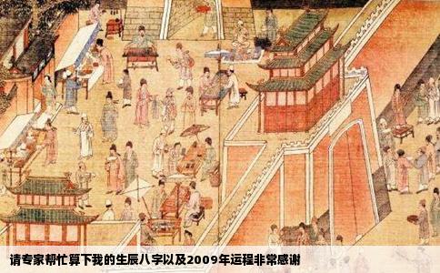 请专家帮忙算下我的生辰八字以及2009年运程非常感谢