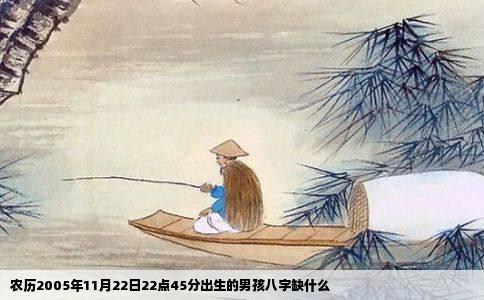 农历2005年11月22日22点45分出生的男孩八字缺什么