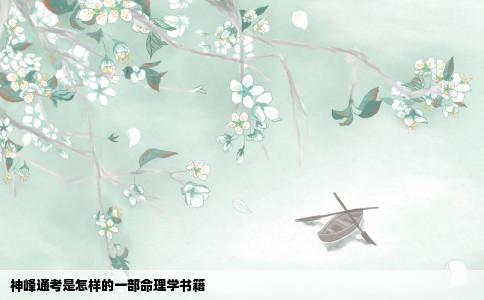 神峰通考是怎样的一部命理学书籍