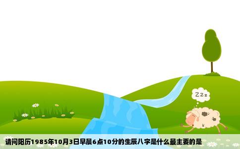 请问阳历1985年10月3日早晨6点10分的生辰八字是什么最主要的是