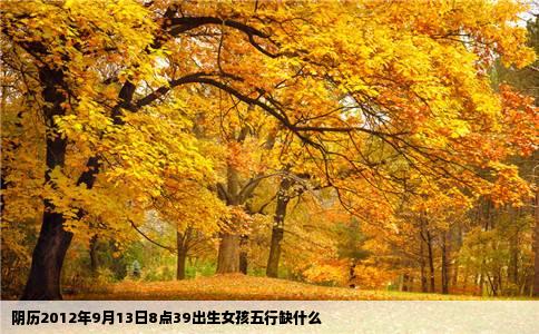 阴历2012年9月13日8点39出生女孩五行缺什么