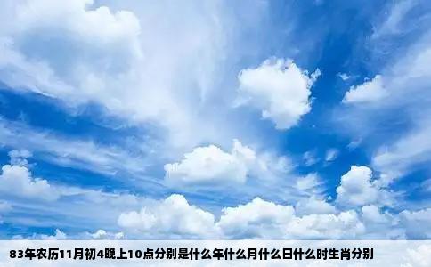 83年农历11月初4晚上10点分别是什么年什么月什么日什么时生肖分别