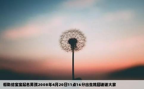 帮助给宝宝起名男孩2008年4月20日11点16分出生姓邸谢谢大家