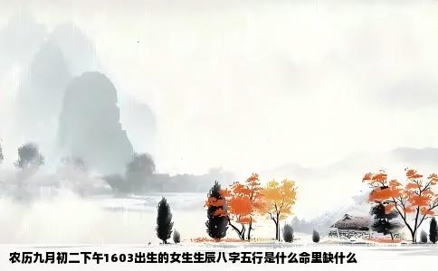 农历九月初二下午1603出生的女生生辰八字五行是什么命里缺什么