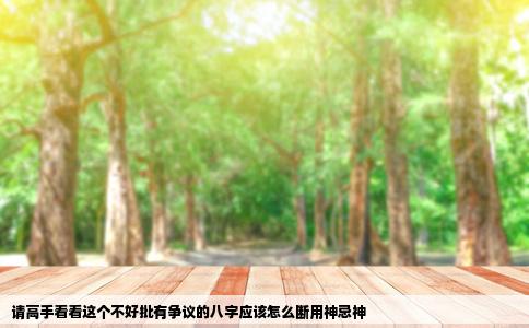 请高手看看这个不好批有争议的八字应该怎么断用神忌神