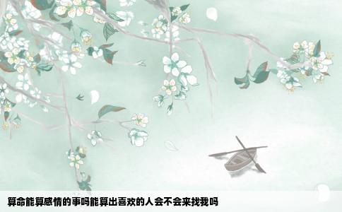 算命能算感情的事吗能算出喜欢的人会不会来找我吗