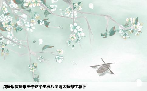 戊辰甲寅庚申壬午这个生辰八字请大师帮忙算下