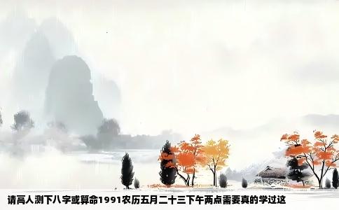请高人测下八字或算命1991农历五月二十三下午两点需要真的学过这