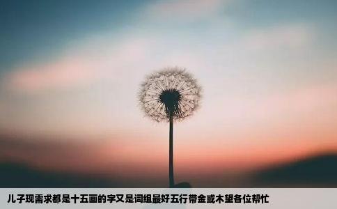 儿子现需求都是十五画的字又是词组最好五行带金或木望各位帮忙