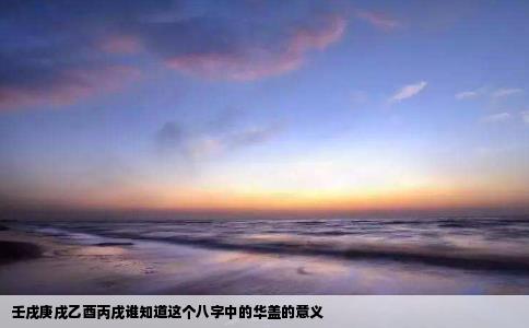 壬戌庚戌乙酉丙戌谁知道这个八字中的华盖的意义