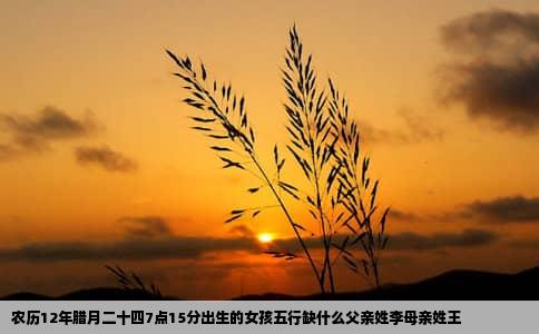 农历12年腊月二十四7点15分出生的女孩五行缺什么父亲姓李母亲姓王