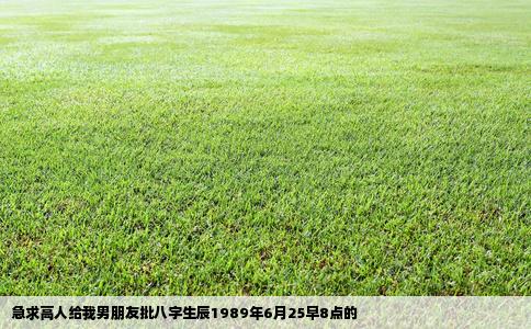 急求高人给我男朋友批八字生辰1989年6月25早8点的