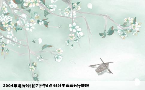 2004年阴历9月初7下午6点45分生看看五行缺啥