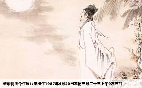 谁帮我测个生辰八字出生1987年4月20日农历三月二十三上午9左右的
