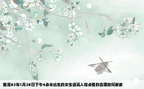 我是83年1月28日下午4点半出生的女生请高人指点我的命理如何谢谢