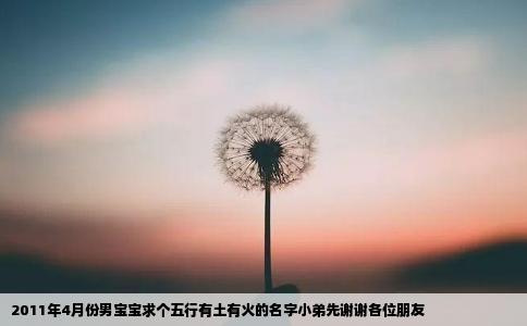 2011年4月份男宝宝求个五行有土有火的名字小弟先谢谢各位朋友