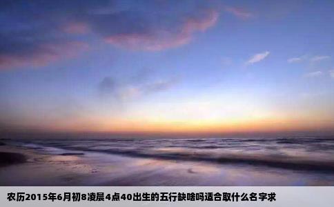 农历2015年6月初8凌晨4点40出生的五行缺啥吗适合取什么名字求