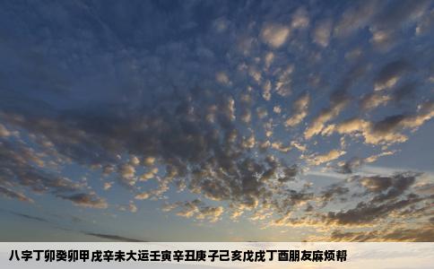 八字丁卯癸卯甲戌辛未大运壬寅辛丑庚子己亥戊戌丁酉朋友麻烦帮