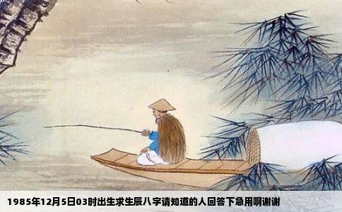 1985年12月5日03时出生求生辰八字请知道的人回答下急用啊谢谢