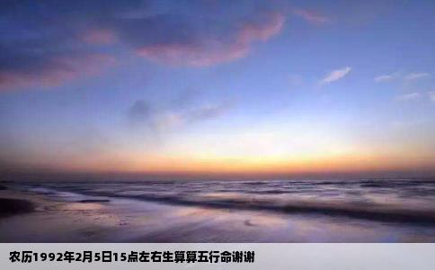 农历1992年2月5日15点左右生算算五行命谢谢