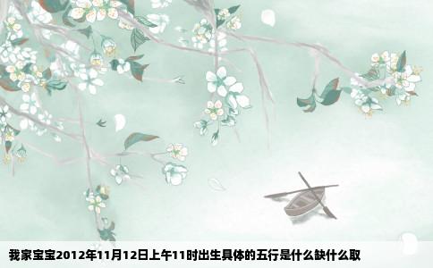 我家宝宝2012年11月12日上午11时出生具体的五行是什么缺什么取