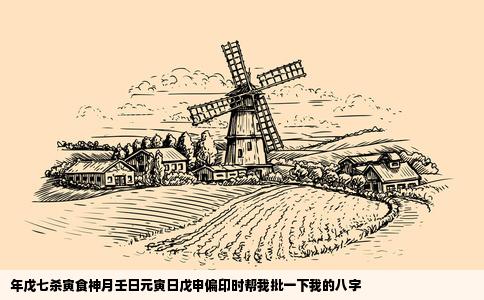 年戊七杀寅食神月壬日元寅日戊申偏印时帮我批一下我的八字