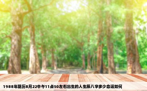 1988年阴历8月22中午11点50左右出生的人生辰八字多少命运如何