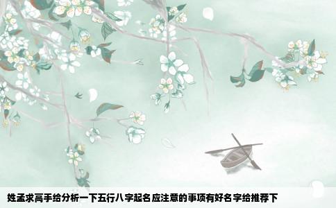 姓孟求高手给分析一下五行八字起名应注意的事项有好名字给推荐下